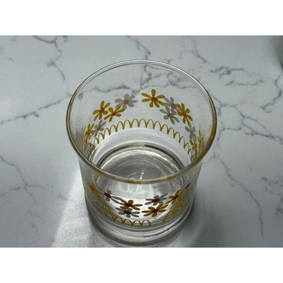 Vtg 80's McDonalds Flowers Daisy Floral Libby's Juice Glass Retro Lowball Set 10 - Picture 4 of 5